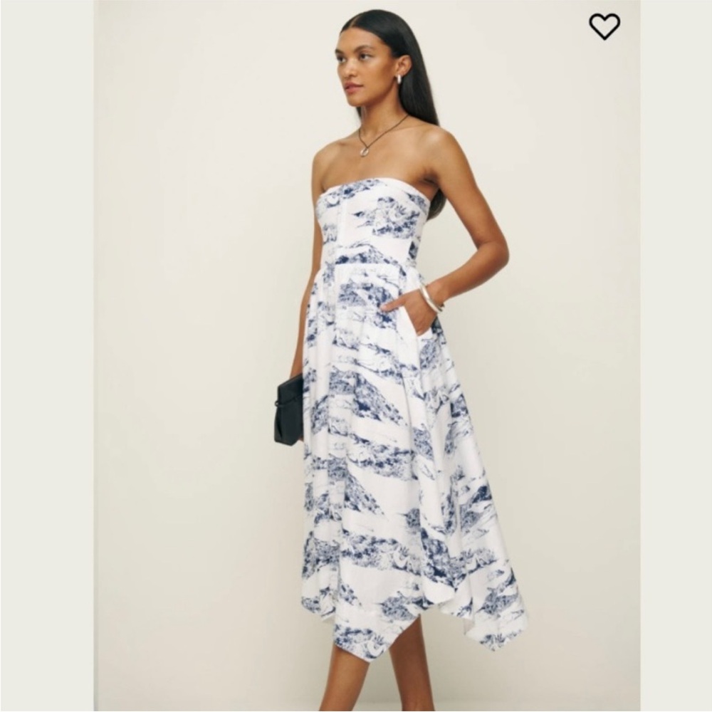 NWT Reformation Grazi Linen Dress Covina Print 0